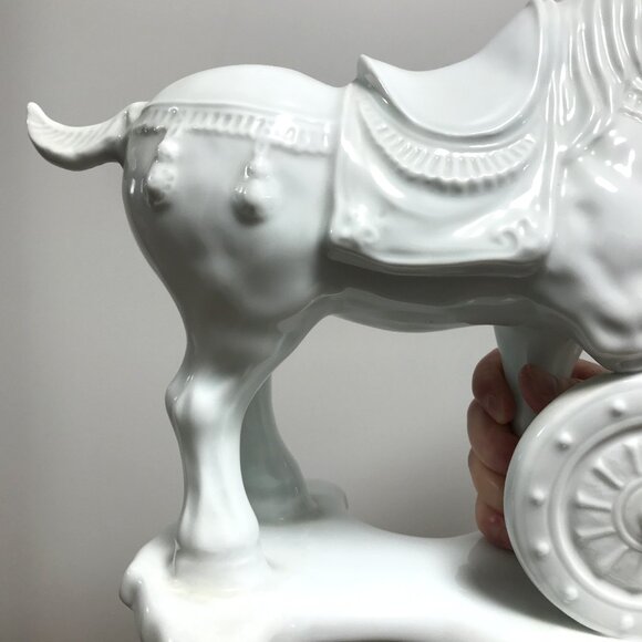 Collectible Chinese White Ceramic Horse Statue Handmade - Picture 8 of 11